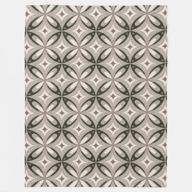 Beige und braune retro-runde Formen Fleecedecke (Vorderseite)