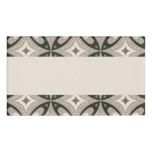 Beige und braune retro-runde Formen Namenschild
