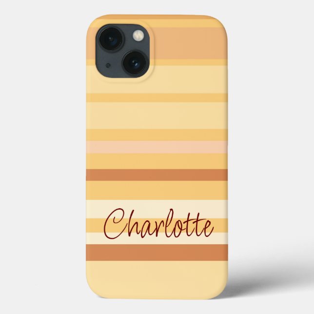 Beige und braune Streifen personalisierte Bezeichn Case-Mate iPhone Hülle (Rückseite)