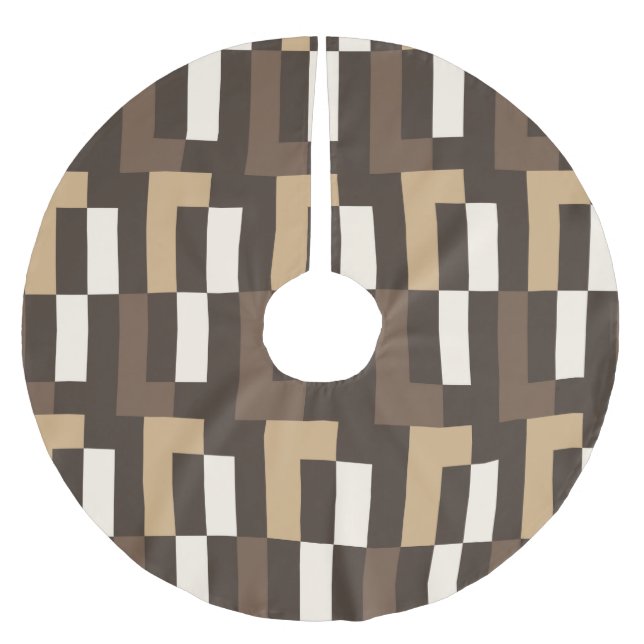 Beige und brauner Kunst-Deko Polyester Weihnachtsbaumdecke (Vorderseite)