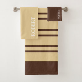 Beige- und Braunes abstraktes Muster mit individue Badhandtuch Set