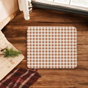 Beige und braunes Büffel-Karo-Weihnachtsmotiv Mousepad