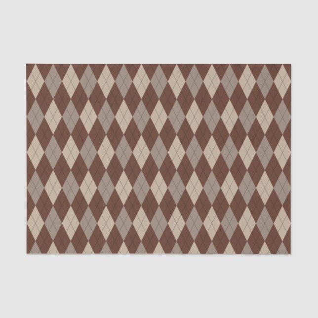 Beige und Brown-Rauten-Muster-Seidenpapier Seidenpapier (Vorderseite)