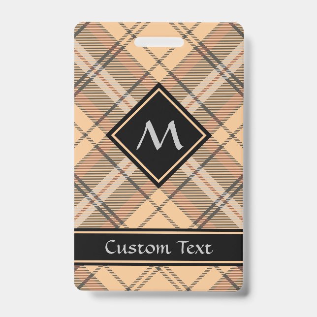 Beige und Brown Tartan Ausweis (Vorderseite)