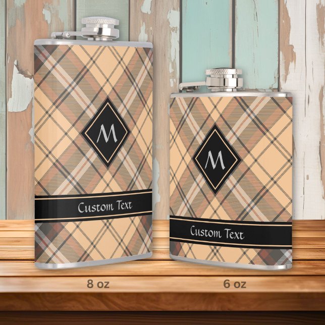 Beige und Brown Tartan Flachmann (Von Creator hochgeladen)