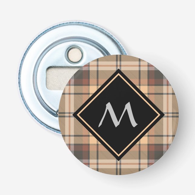Beige und Brown Tartan Flaschenöffner (Vorderseite)