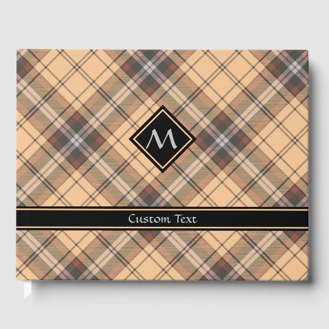 Beige und Brown Tartan Gästebuch (Vorderseite)