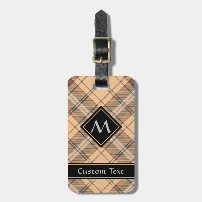 Beige und Brown Tartan Gepäckanhänger (Vorderseite vertikal)