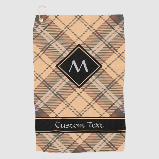 Beige und Brown Tartan Golfhandtuch (Vorderseite)