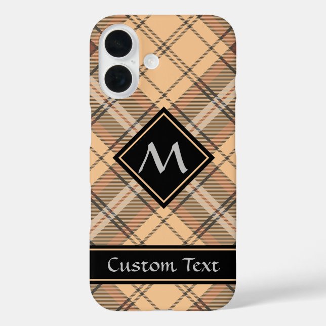 Beige und Brown Tartan iPhone 16 Hülle (Rückseite)