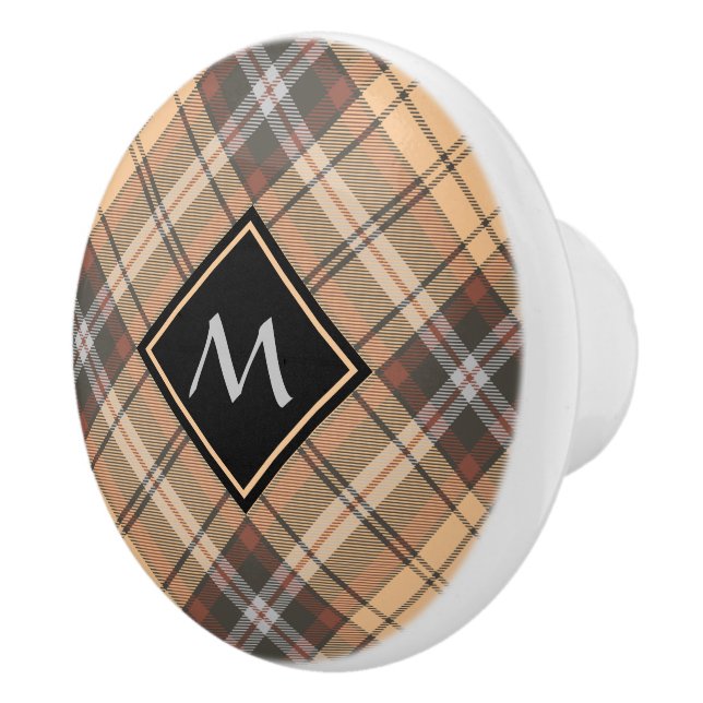 Beige und Brown Tartan Keramikknauf (Rechts)