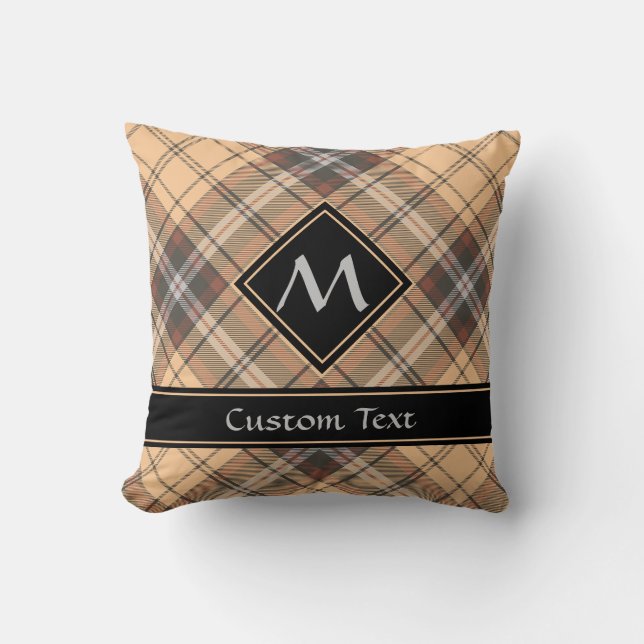 Beige und Brown Tartan Kissen (Vorderseite)