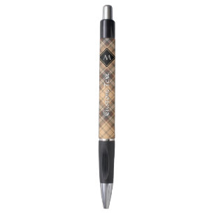 Beige und Brown Tartan Kugelschreiber