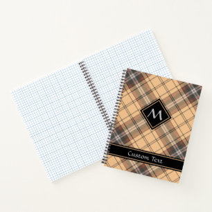 Beige und Brown Tartan Notizbuch