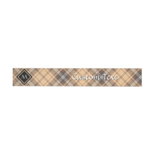 Beige und Brown Tartan Rundum-Adressaufkleber
