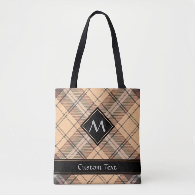 Beige und Brown Tartan Tasche (Vorderseite)