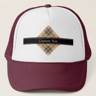Beige und Brown Tartan Truckerkappe