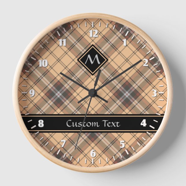 Beige und Brown Tartan Uhr (Vorderseite)