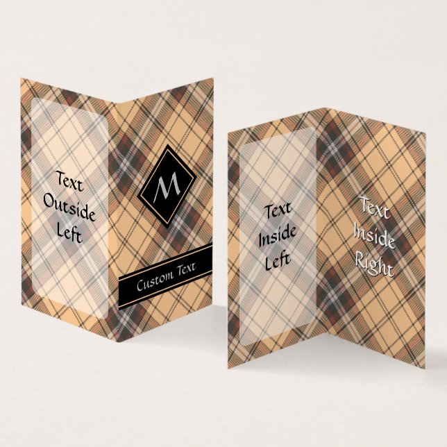 Beige und Brown Tartan Visitenkarten (Innenseite und Außenseite)