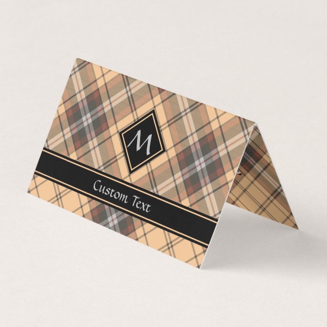 Beige und Brown Tartan Visitenkarten (Vorderseite)