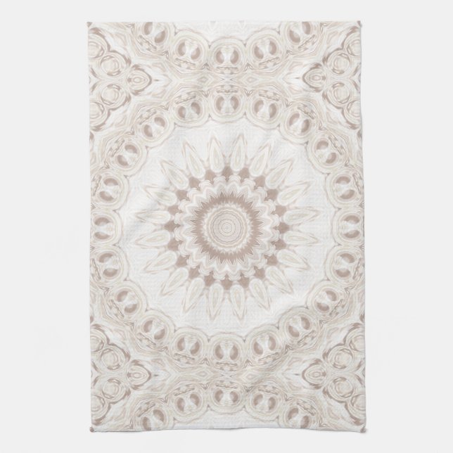Beige und Cream Mandala Muster Geschirrtuch (Vertikal)
