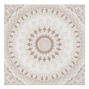 Beige- und cremefarbene Mandala-Muster Poster