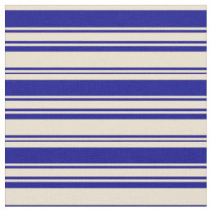 Beige und dunkelblaue Streifen/Linke Muster Stoff
