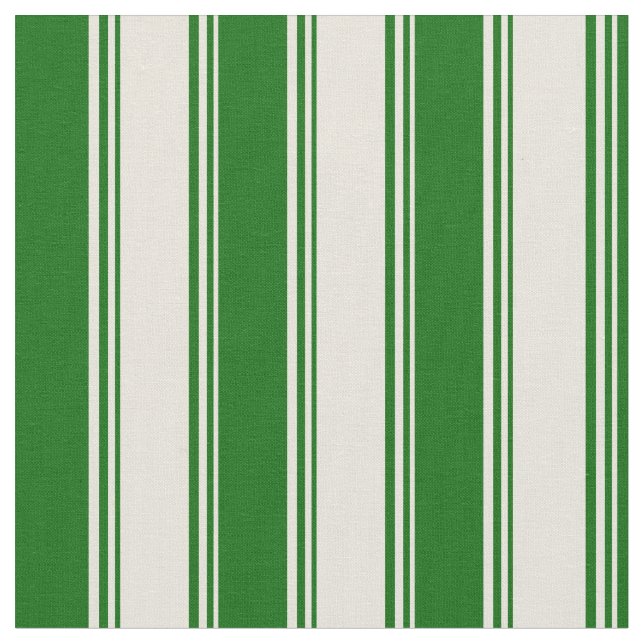 Beige und dunkelgrüne Linien Stoff (Nahaufnahme)