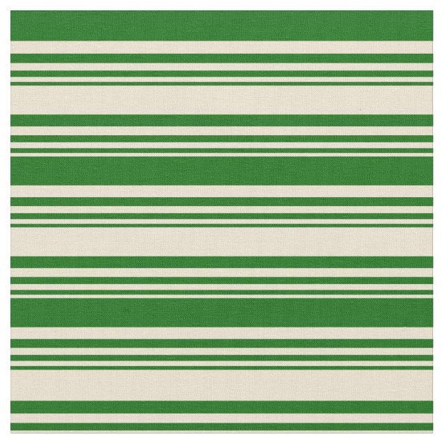 Beige und dunkelgrüne Streifen Stoff (Nahaufnahme)