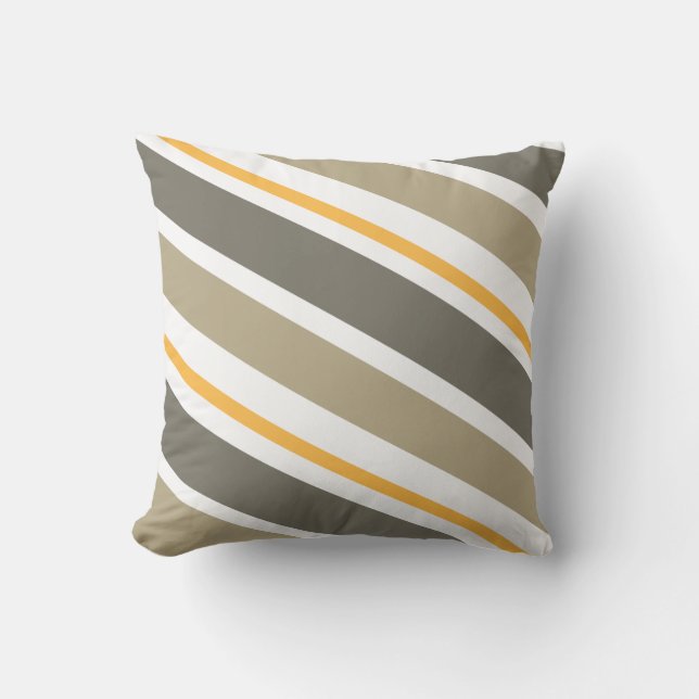 Beige und gelbe, gelbe, gestreifte Kissen (Vorderseite)