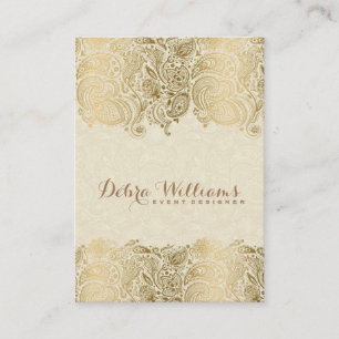 Beige- und Gold-Blumen-Paisley-Spitze Visitenkarte