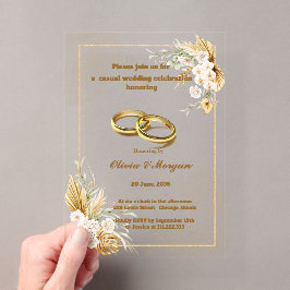 Beige und Gold Einfache Hochzeitsfeiern Acryleinladungen