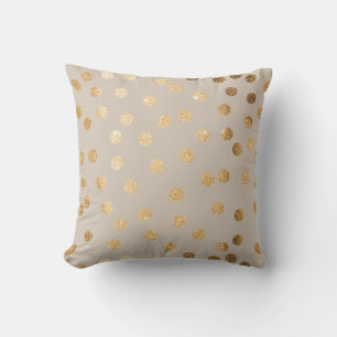 Beige und Gold Glitzer Polka Dot Pillow Kissen