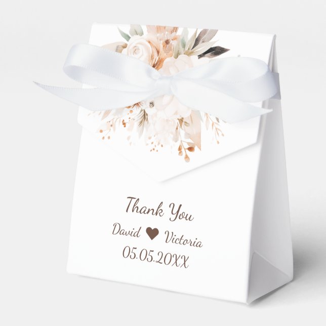 Beige und goldene Blumen Geschenkschachtel (Vorderseite)