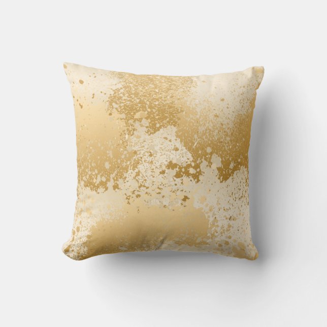 Beige und Goldfarben-Spritzer Kissen (Vorderseite)