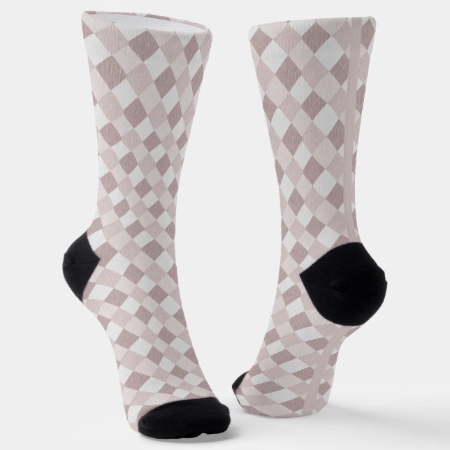 Beige und graue geometrische Muster — oblique Socken (Gewinkelt)