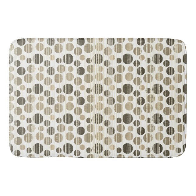 Beige und graue moderne Polka-Punkte Badematte (Vorderseite)