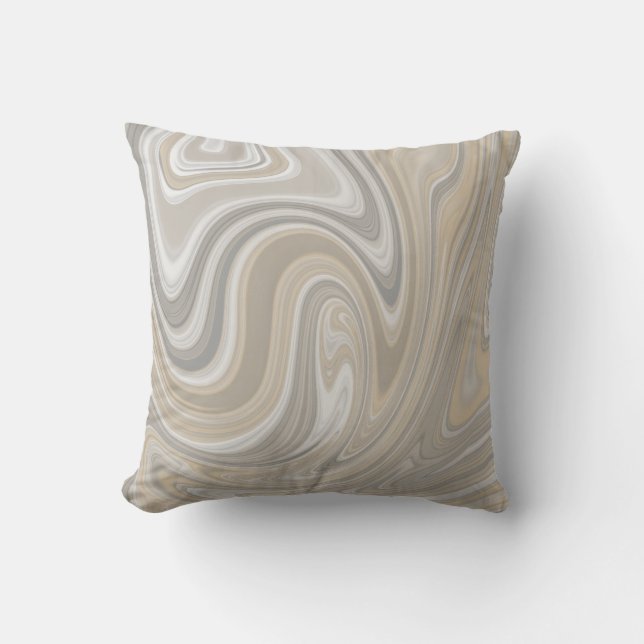 Beige und grauer Wirbels-Person-Dekor Kissen (Vorderseite)
