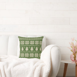 Beige und Green Christmas Sweater Muster Kissen
