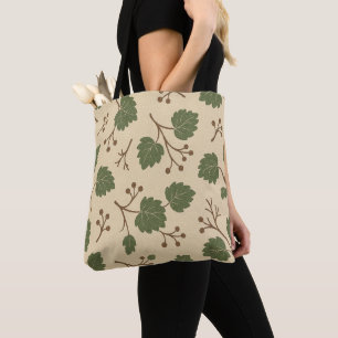 Beige- und grüne botanische Umhängetasche aus dem Tasche