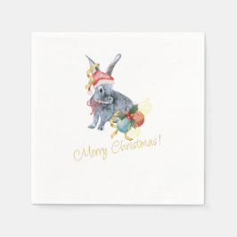 Beige und grüne Weihnachtsgrüße Napkins Serviette