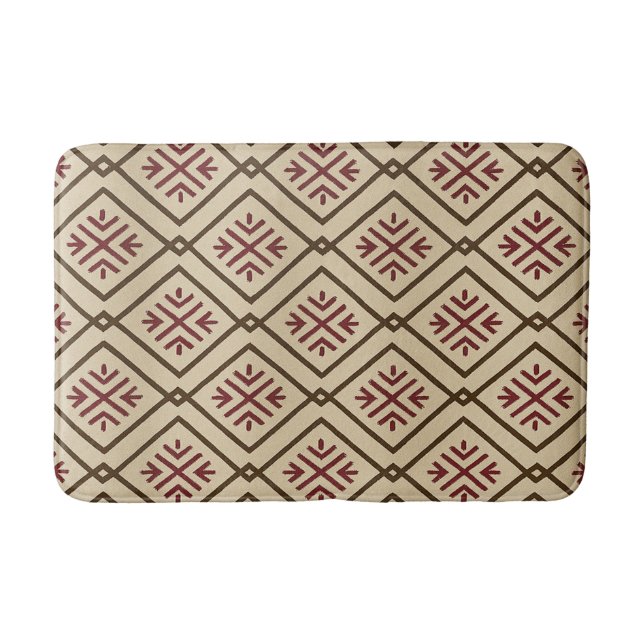 Beige und Maroon Bath Mat Badematte (Vorderseite)