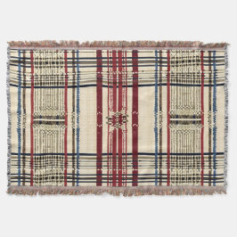Beige und Navy Rustikales Kariertes Muster Decke