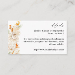 Beige und orange florale Verschlusskarte Begleitkarte