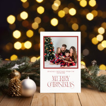Beige und Red Frohe Weihnachten wünscht Grußkarte