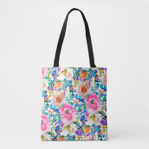 Beige und rosa Rosen Tasche