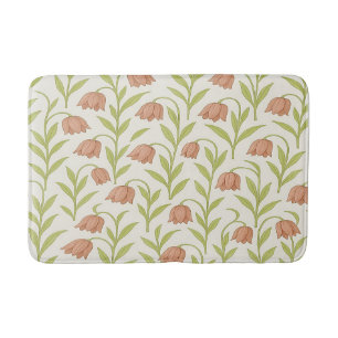 Beige und rosafarbene Blüten Badematte