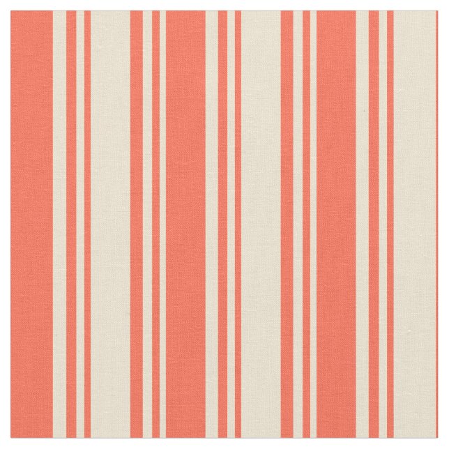 Beige und rote Streifen Stoff (Nahaufnahme)