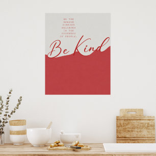 Beige- und Rotes Freundlichkeitszitat – Minimalist Poster