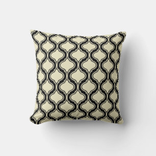 Beige und schwarze geometrische Muster Kissen